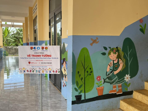 Công trình “Vẽ tranh tường" được phổ biến tại Trường Tiểu học Trưng Vương, xã Ea H'Đing, huyện Cư M'Gar, tỉnh Đắk Lắk